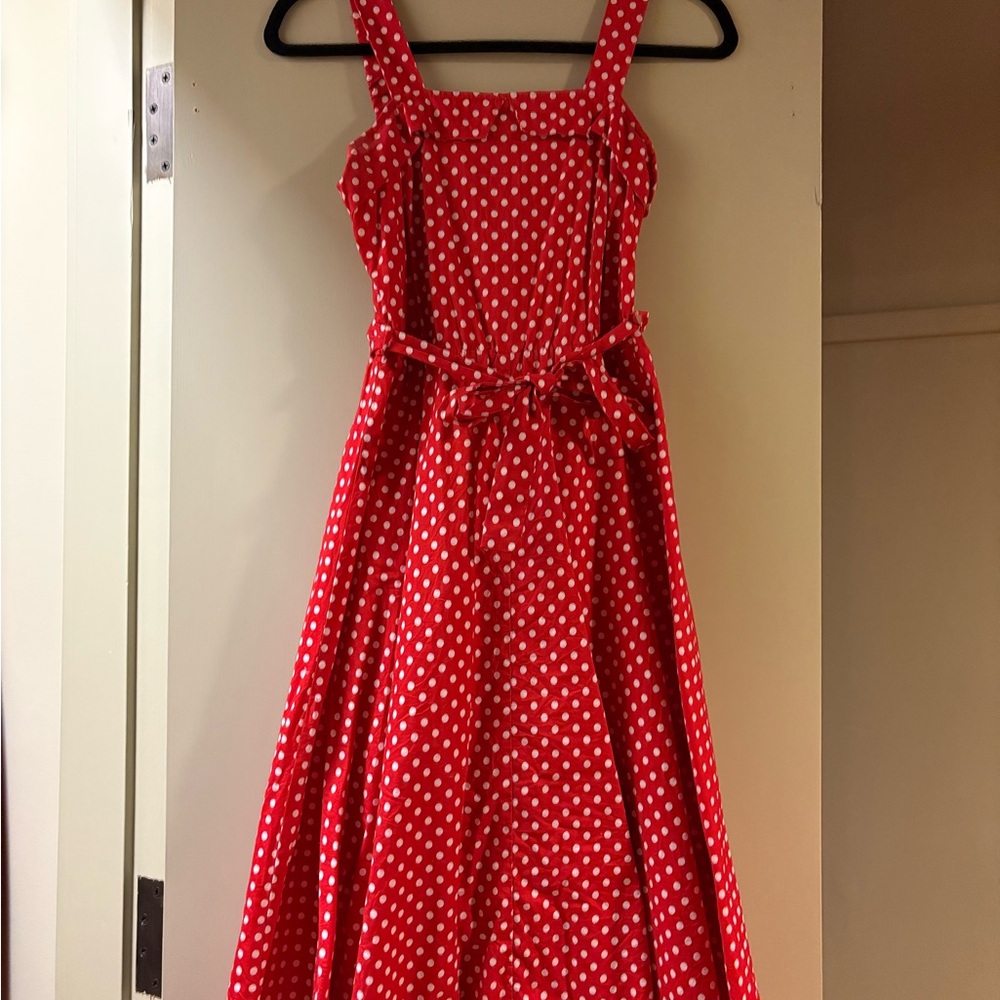 Modcloth Red Polka Dot Midi Dress